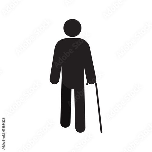 Old man, pensioner silhouette icon