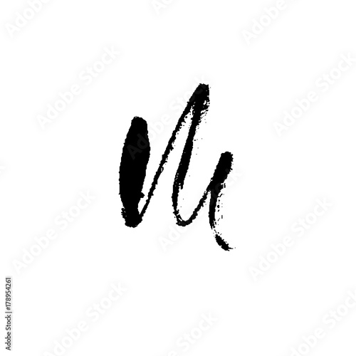 Hand painted letter M. Dry brush modern lettering. Vector illustration.