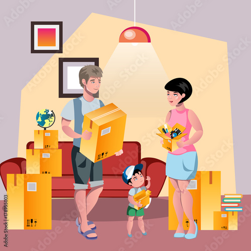 Family moving to new house.