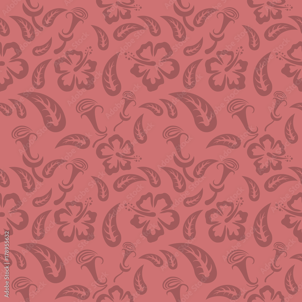 Seamless red floral pattern, vector. Endless texture can be used for wallpaper, pattern fills, web page background, surface textures and fabrics. Seamless red floral pattern, vector. Endless texture can be used for wallpaper, pattern fills, web page background, surface textures and fabrics.