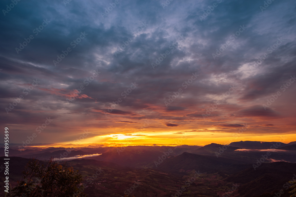 Obraz premium Aerial view, landscape from the top of mountain
