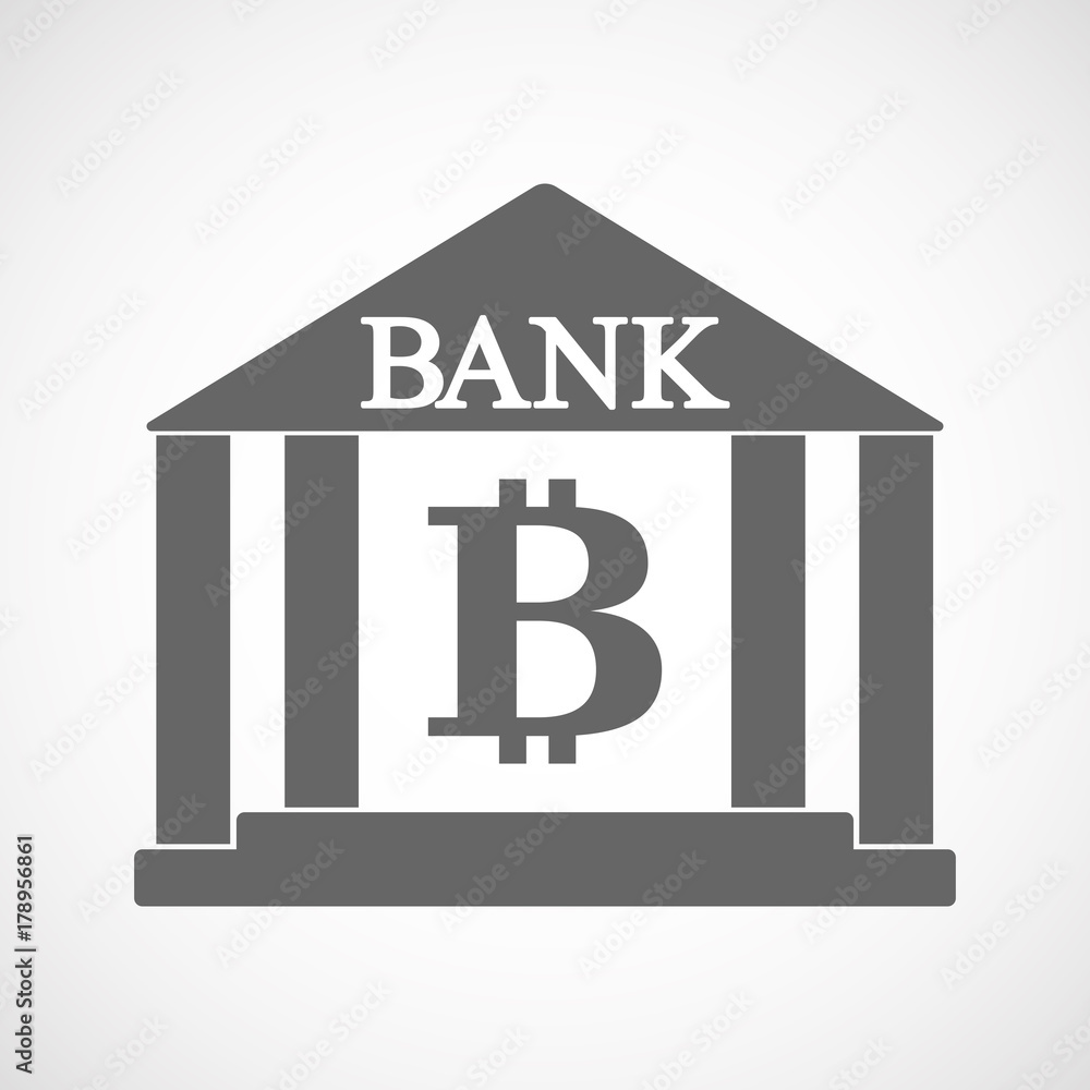 Isolated bank icon with a bit coin sign Isolated bank icon with a bit coin sign