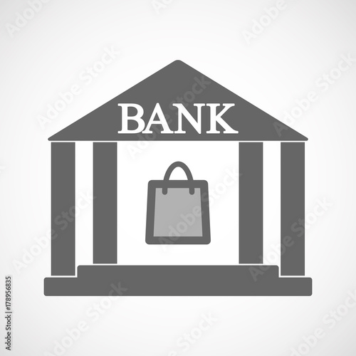 Isolated bank icon with a shopping bag