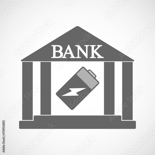 Isolated bank icon with a battery