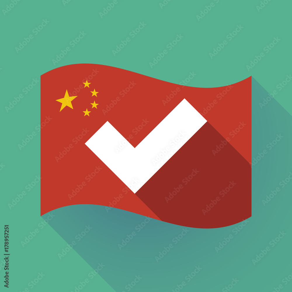 Long shadow China flag with a check mark Long shadow China flag with a check mark