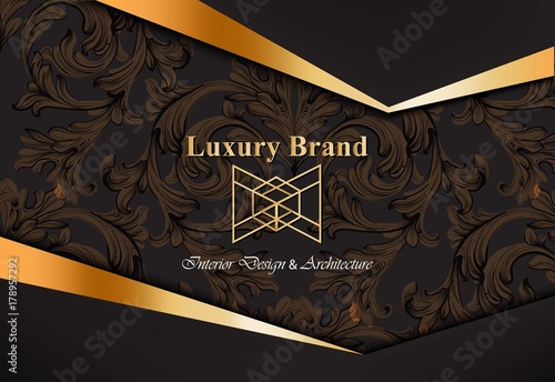 Luxury card with ornaments Vector. Beautiful illustration for brand book, business card or poster. Dark background. Place for texts