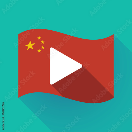Free Download Long shadow China flag with a play sign - GFXLoad