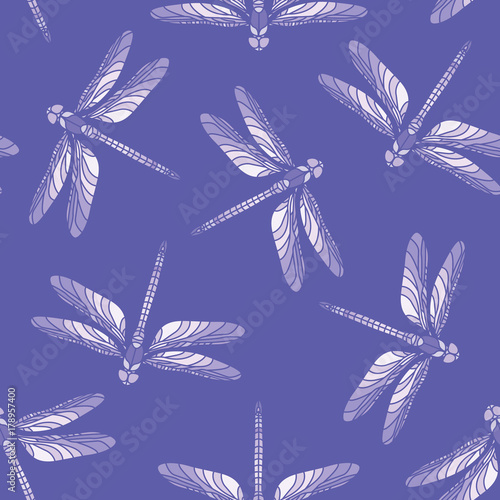 Seamless pattern with dragonfly