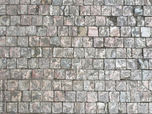 Detail of a textured square bricked pathway 