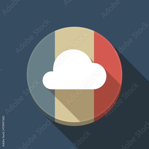 Long shadow France flag with a cloud