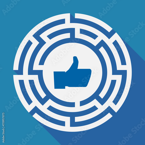 Long shadow labyrinth with a thumb up hand