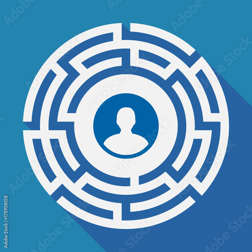 Long shadow labyrinth with a male avatar