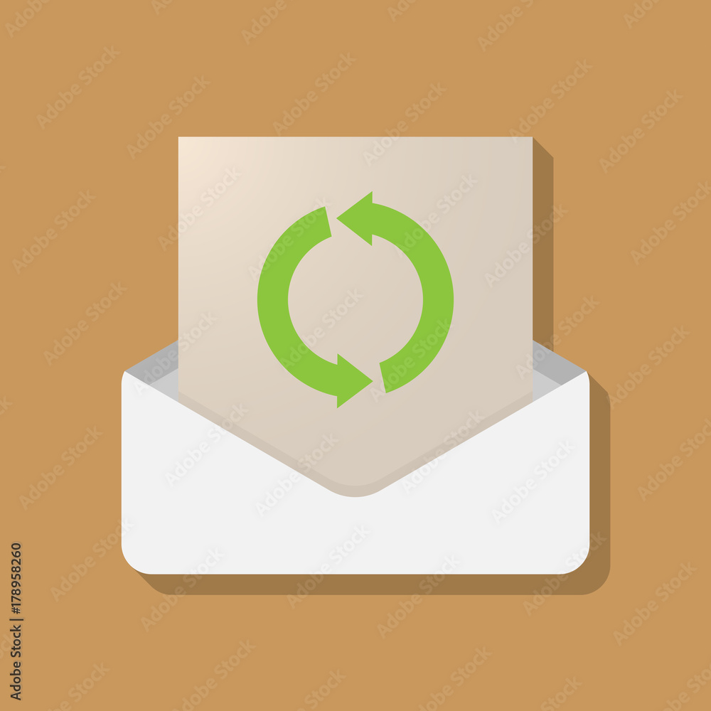 Long shadow opened letter with a round recycle sign Long shadow opened letter with a round recycle sign