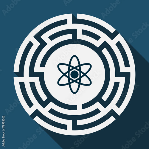 Long shadow labyrinth with an atom