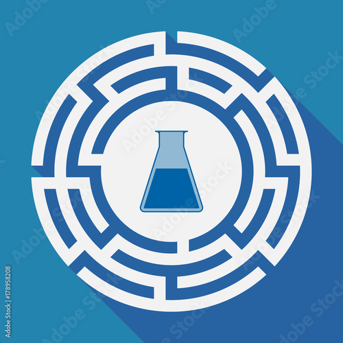 Long shadow labyrinth with a flask