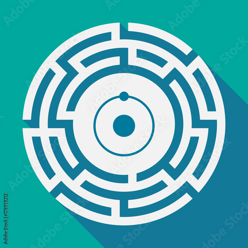 Long shadow labyrinth with an atom
