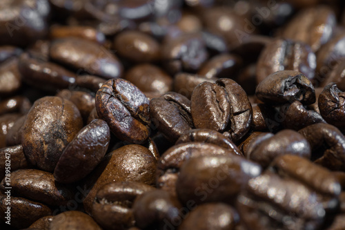 Roasted brown coffee beans, can be used as a background.