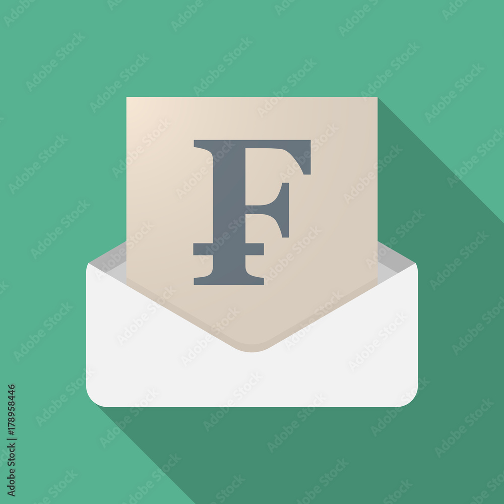 Long shadow opened letter with a swiss franc sign Long shadow opened letter with a swiss franc sign