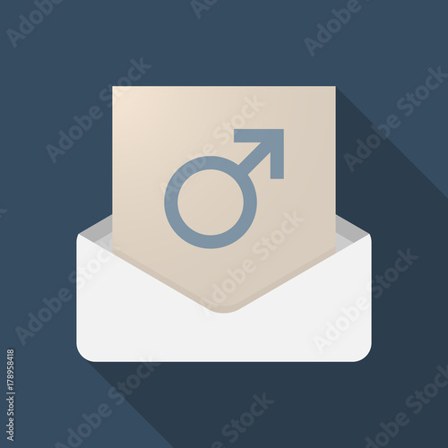 Long shadow opened letter with a male sign