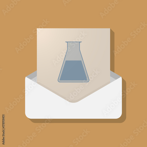 Long shadow opened letter with a flask