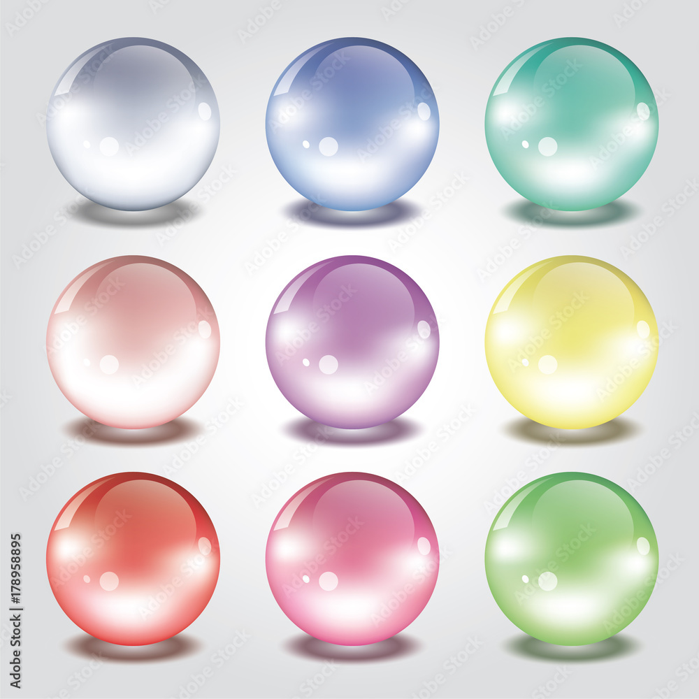 vector set of glass balls vector set of glass balls