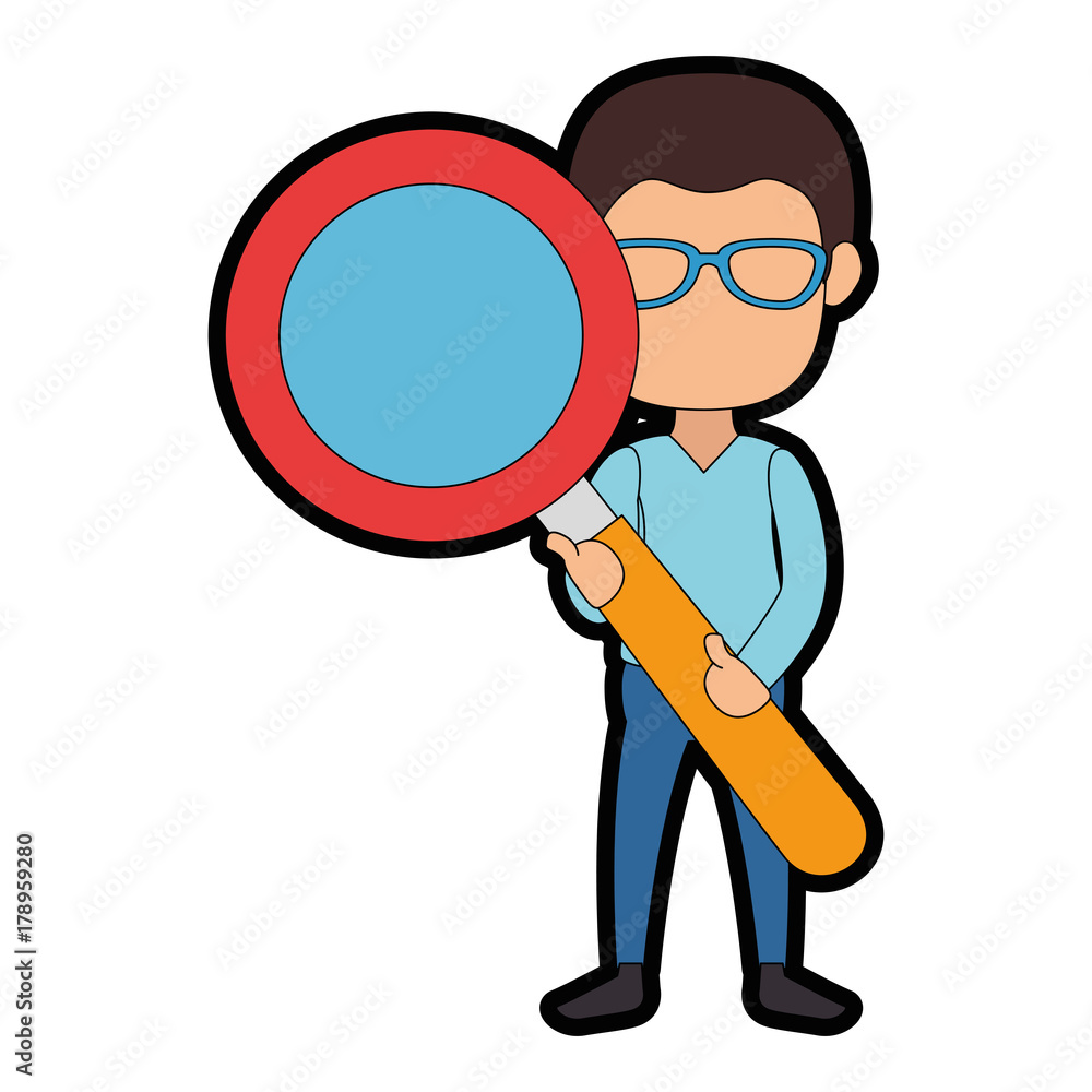 businessman with masgnifying glass avatar character icon businessman with masgnifying glass avatar character icon