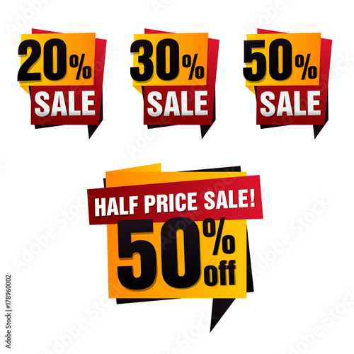 Set of vector sale paper banner. Sale background. Big sale. Sale tag. Sale poster. Special offer