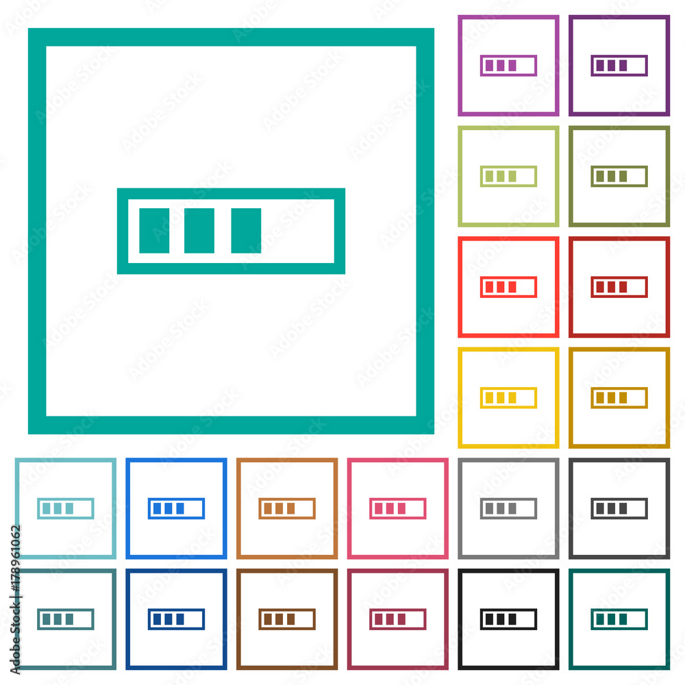 Progressbar flat color icons with quadrant frames