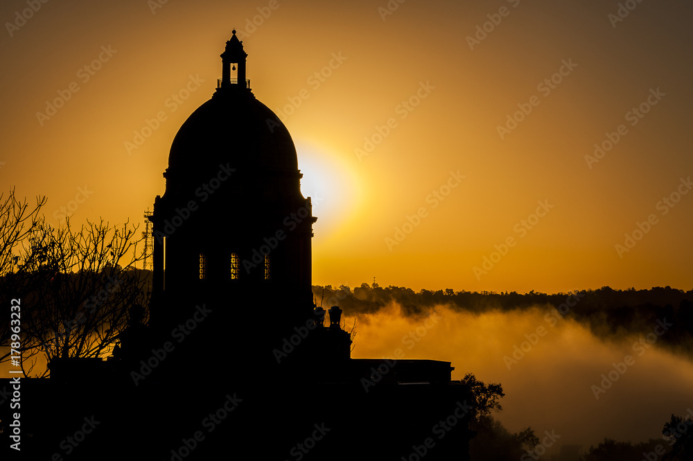 Foggy Sunrise at State Capitol Building - Frankfort, Kentucky