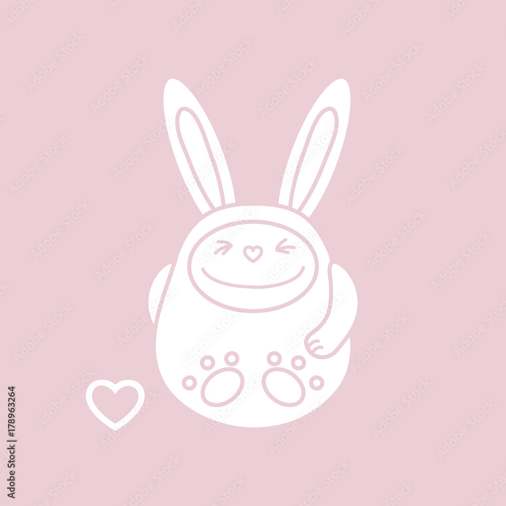 Fototapeta premium Illustration of cartoon hare with heart.