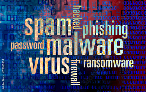 virus computer cyber attack word cloud malware phishing ransomware photo