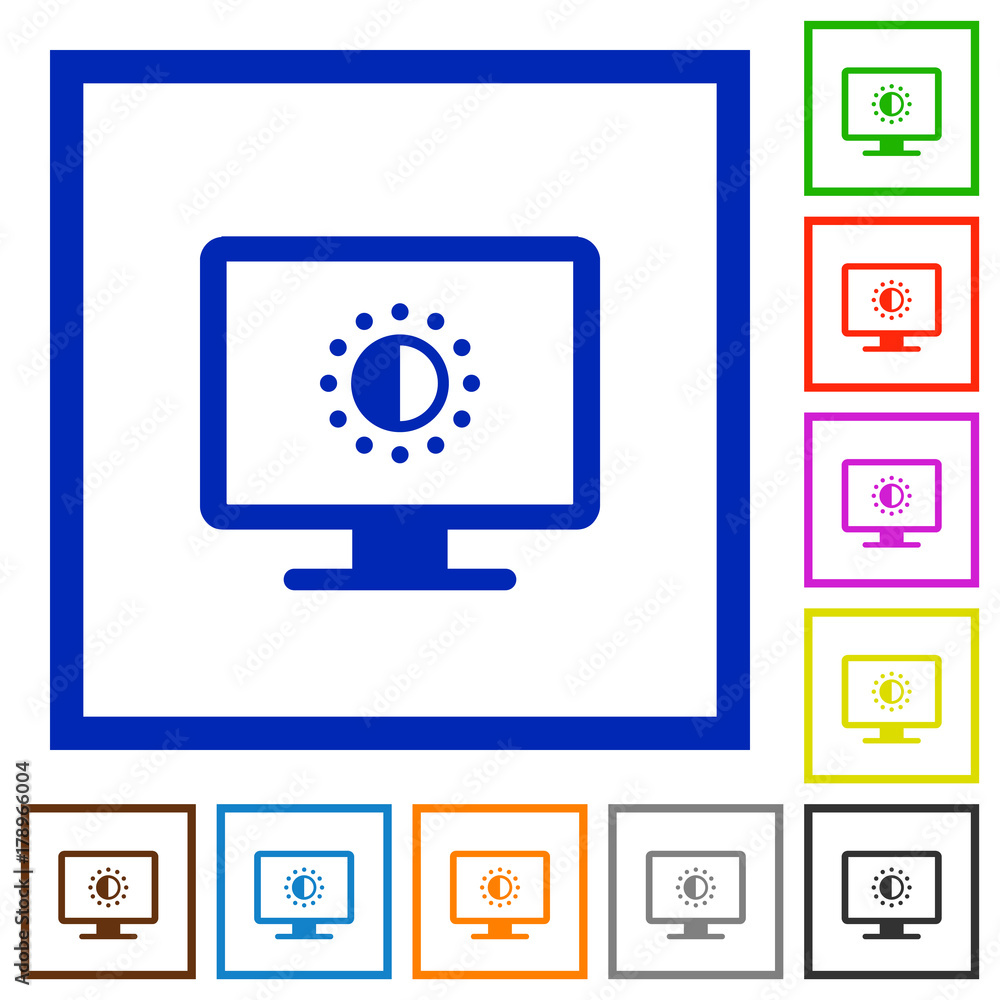Adjust screen saturation flat framed icons Adjust screen saturation flat framed icons