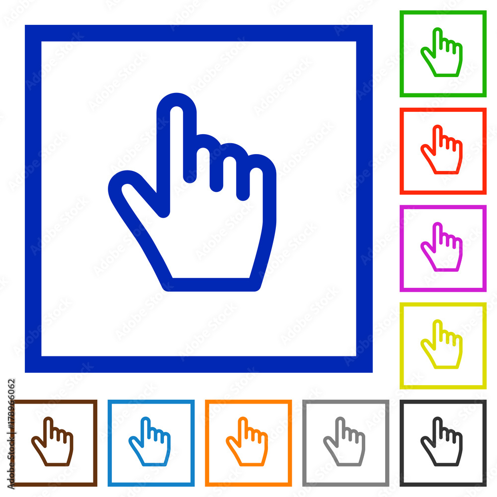 Hand cursor flat framed icons Hand cursor flat framed icons