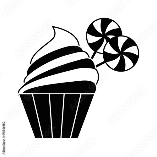 sweet candies and cupcake halloween icon