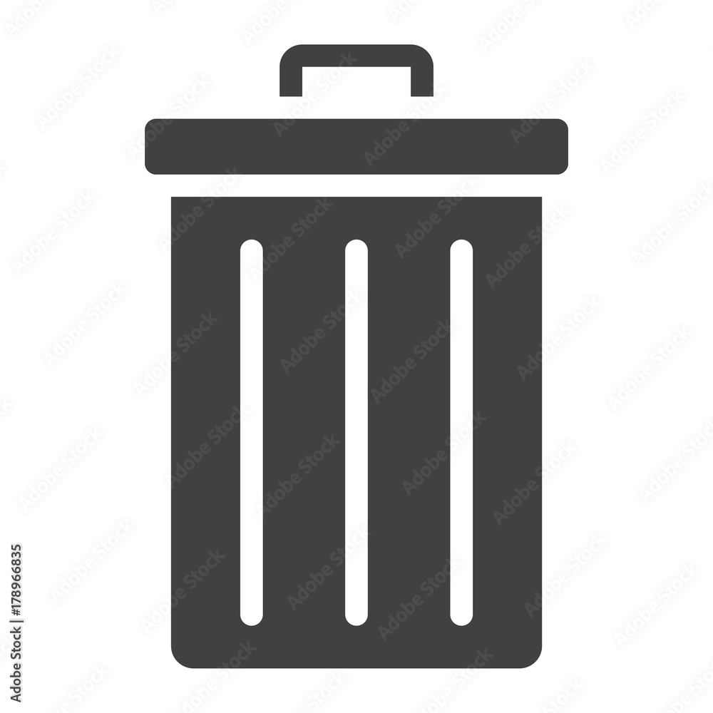 Trash bin glyph icon, web and mobile, delete sign vector graphics, a solid pattern on a white background, eps 10. Trash bin glyph icon, web and mobile, delete sign vector graphics, a solid pattern on a white background, eps 10.