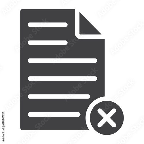 Delete document glyph icon, web and mobile, delete file sign vector graphics, a solid pattern on a white background, eps 10.
