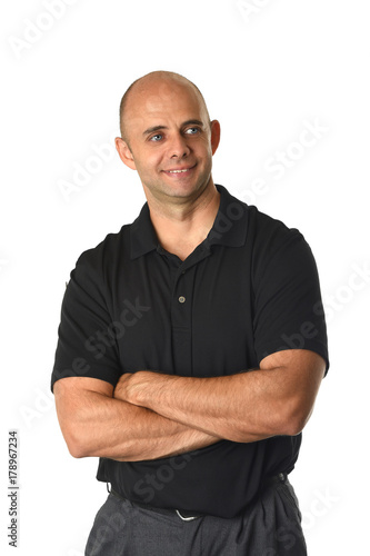 Businessman With Arms Crossed Over White Bacground