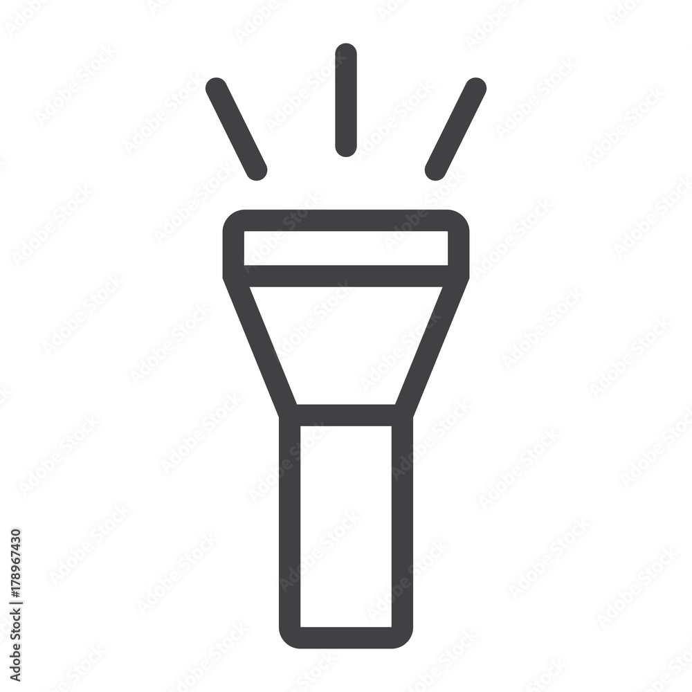 Flashlight line icon, web and mobile, torch sign vector graphics, a linear pattern on a white background, eps 10. Flashlight line icon, web and mobile, torch sign vector graphics, a linear pattern on a white background, eps 10.