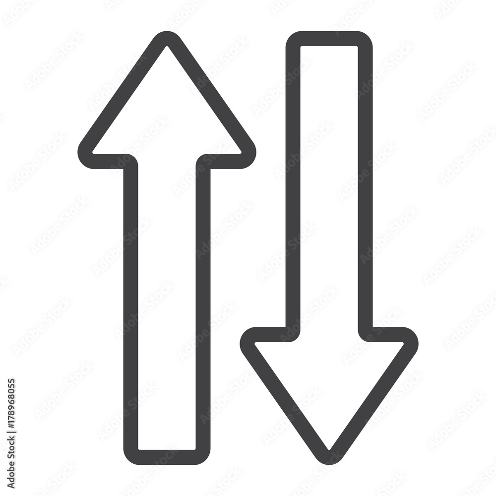 Direction arrows line icon, web and mobile, up and down sign vector graphics, a linear pattern on a white background, eps 10. Direction arrows line icon, web and mobile, up and down sign vector graphics, a linear pattern on a white background, eps 10.