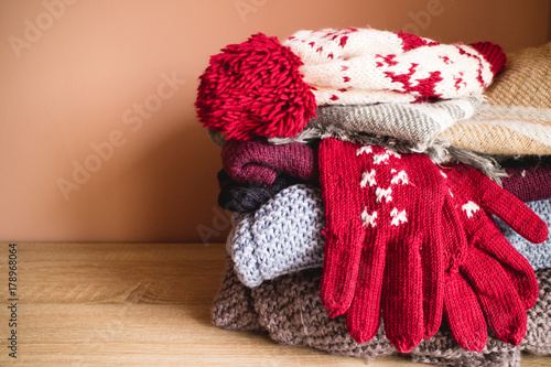Pile of winter cloths