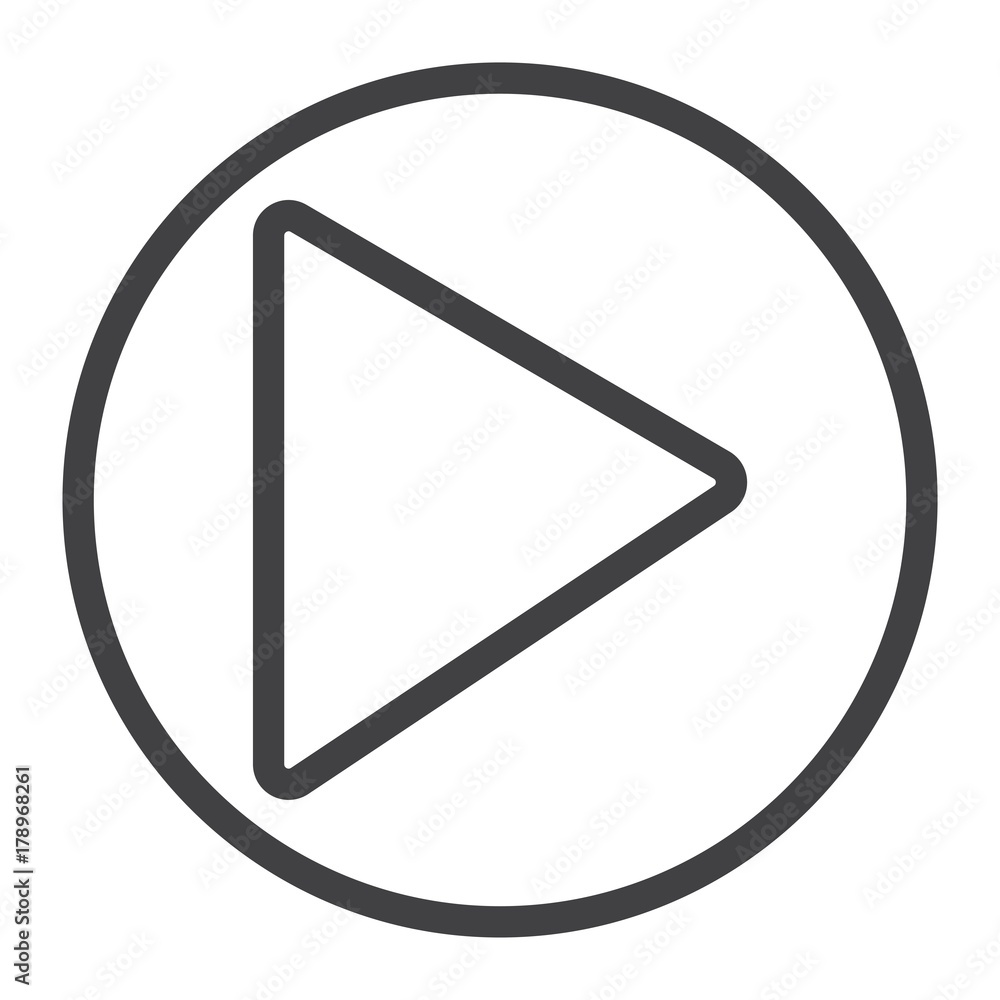 Play line icon, web and mobile, button sign vector graphics, a linear pattern on a white background, eps 10. Play line icon, web and mobile, button sign vector graphics, a linear pattern on a white background, eps 10.