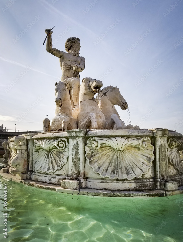 Public Fountain with Neptune and Horses, Genoa, Italy