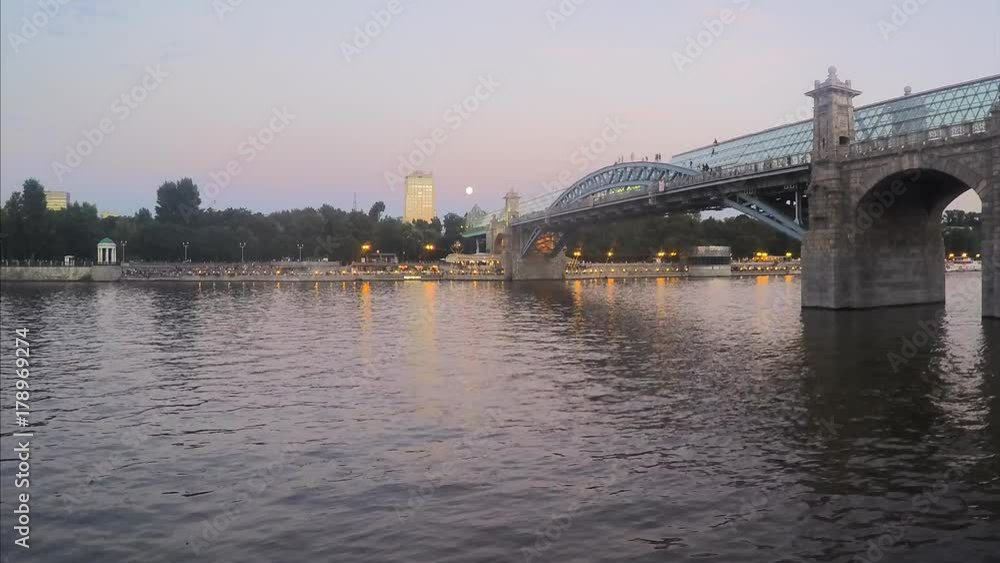 bridge of glass and stone in evening timelapse bridge of glass and stone in evening timelapse