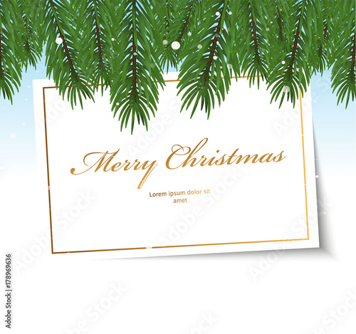 Christmas frame with fir-tree branches and snow © rosewind
