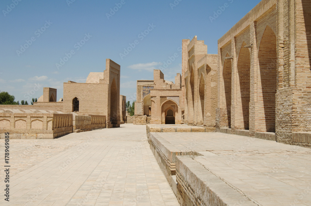 Empty street in the old Eastern city. the ancient buildings of medieval Asia