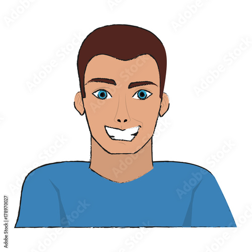 man smiling handsome young portrait icon image vector illustration design