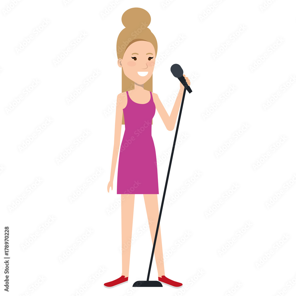 woman singing with microphone woman singing with microphone