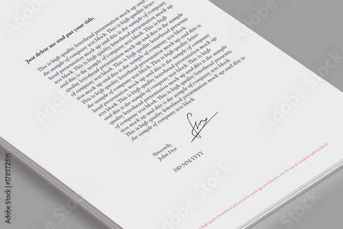White Letterhead A4 Template Isolated on the Gray background
