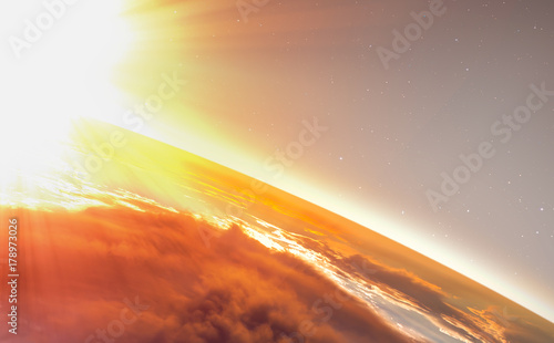 Planet Earth with spectacular sunset. . Elements of this image furnished by NASA 