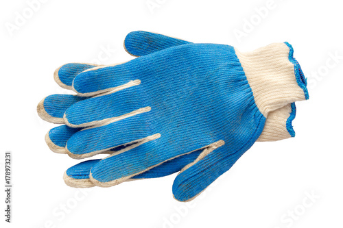Gardening gloves cut out on a white background.